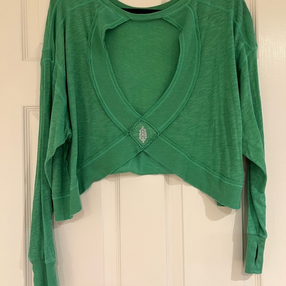 Free People Movement My Time Layer Open Back Crop Top XS Green - Picture 5 of 7